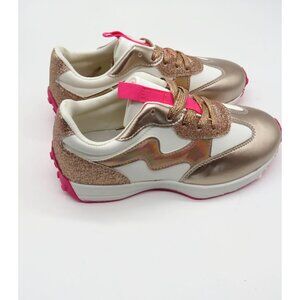 Yoki GIrls Metallic Rose Gold Glitter Sneaker Pink Soles Size 2 NEW